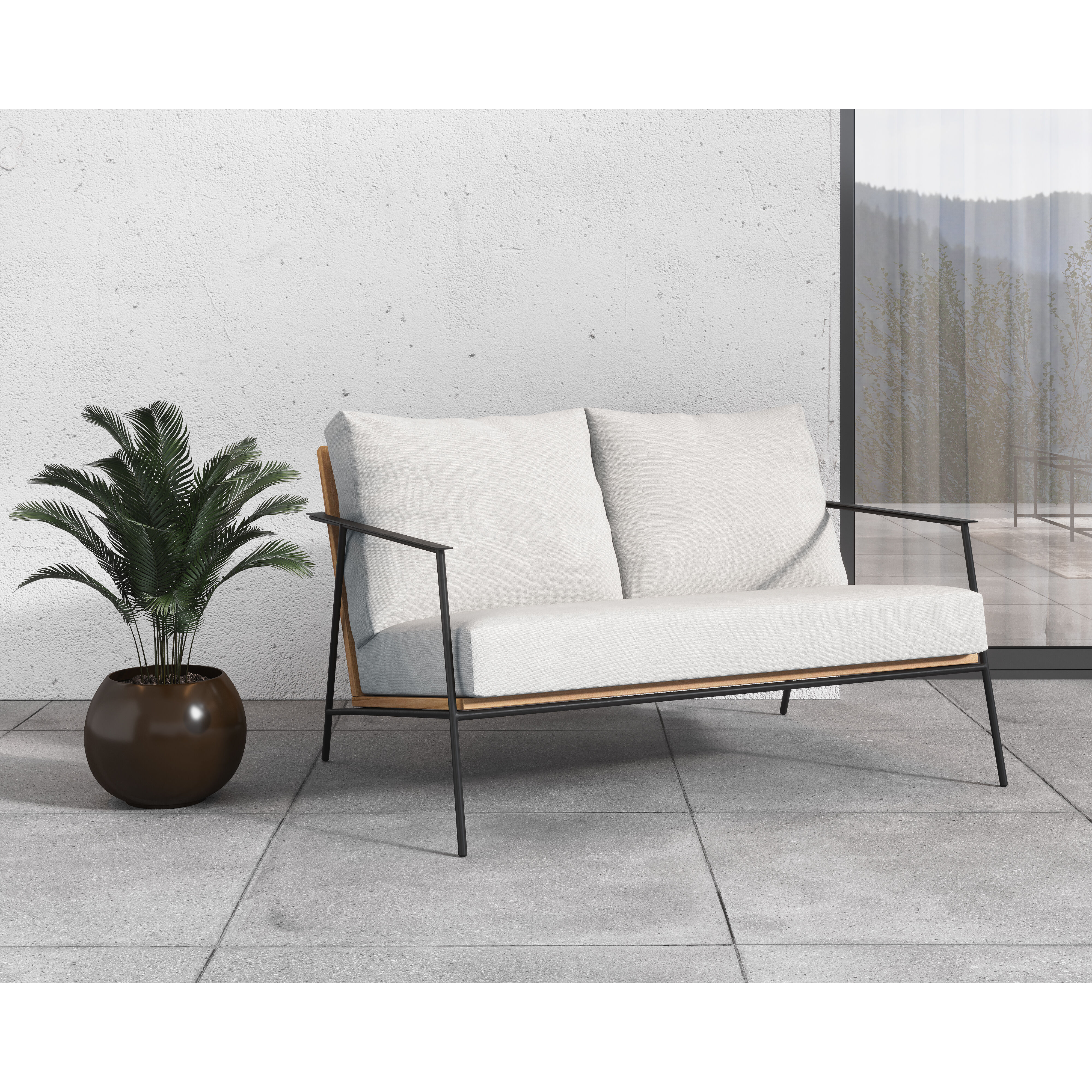Milan Stinson White Outdoor Sofa, 2 Seater